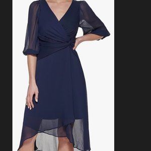 DKNY Chiffon Sleeve Sheath Dress